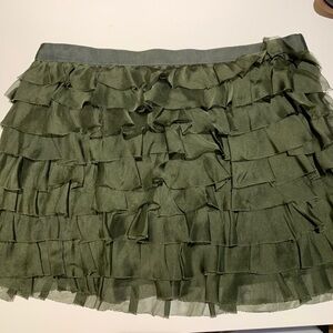Haute hippie ruffled army green skirt